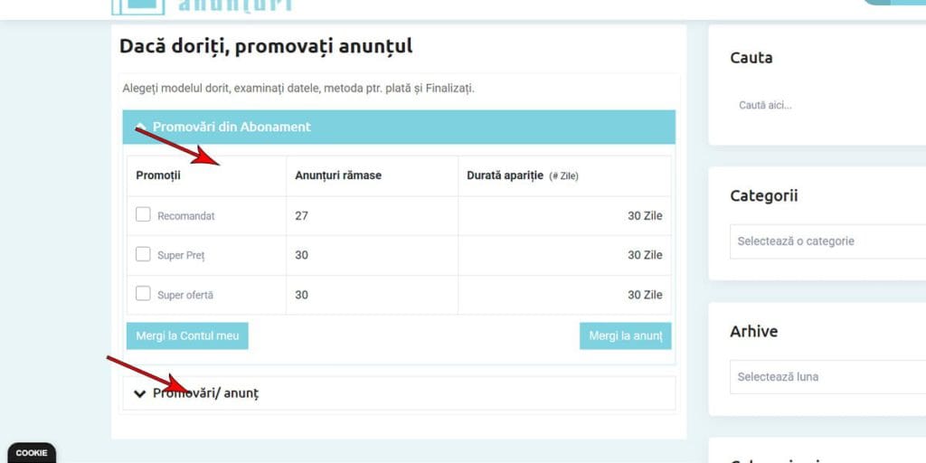 cum promovez anuntul meu